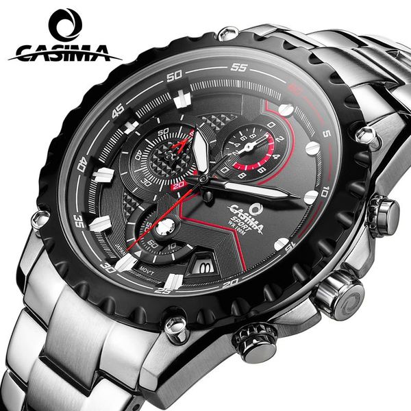 

wristwatches relogio masculino casima chronograph sport watch men 100m waterproof charm luminous military army quartz wrist clock saat, Slivery;brown