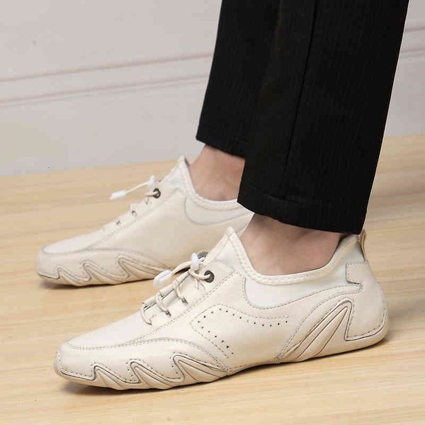 

dress shoes comfortable man casual slip on fashion outdoor non-slip breathable men's genuine leather sneakers trend flats zv5i, Black