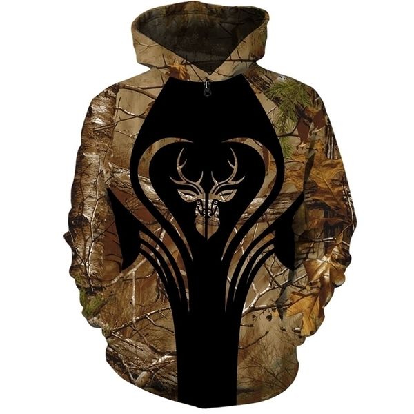 

2020 new retro style harajuku hoodies camouflage hunting herten 3d printed hooded sweater for men, Black;green