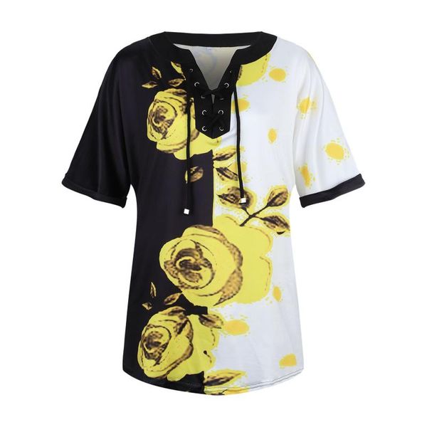 

women's t-shirt big size 4xl 5xl women tshirt v-neck bandage irregular loose casual t shirts spring summer plus tee, White