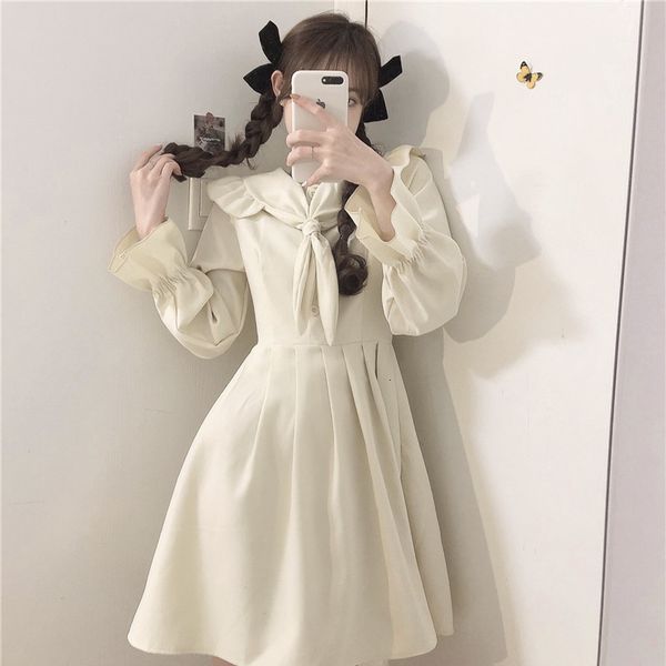 

dress spring female sweet style peter pan necklace just girl dress bing, Black;gray