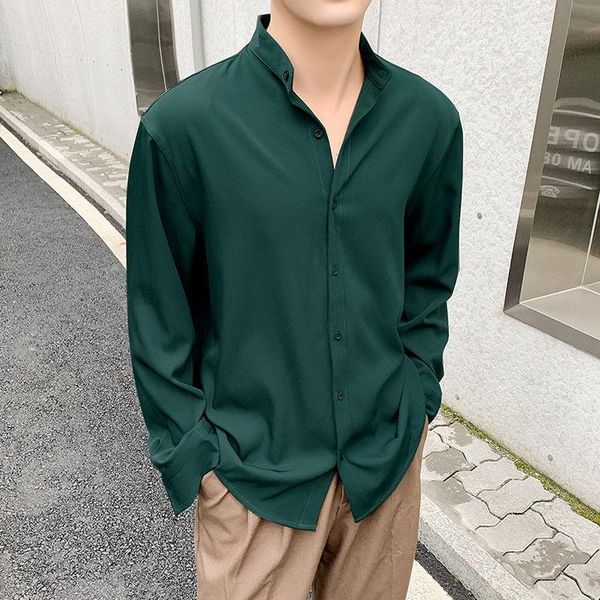 

men's casual shirts 2021 loose long sleeve solid color fashion trend high-quality clothes camisa masculina size -2xl, White;black