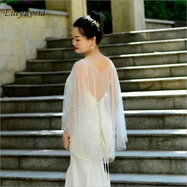

wraps & jackets soft tulle wedding cape crystals beading bridal bolero jacket white ivory women formal wear wrap for party dress