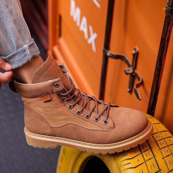 

dress shoes fashion sports high men's trend boots eather lace up outdoor men hiking winter ankle, Black