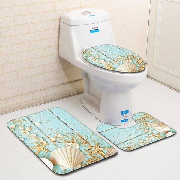 

carpets floor mat combination 3 piece suit toilet bowl carpet shower room foot door non-slip soft