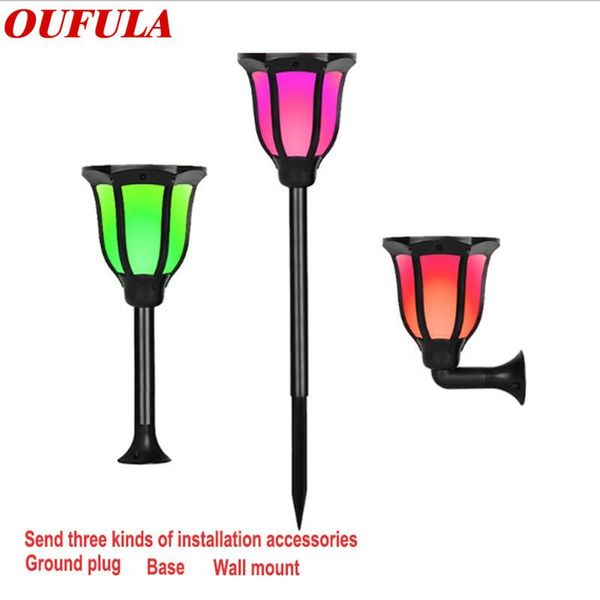 

solar garden lawn lamp flame waterproof outdoor light sensor rgb colorful landscape lights wall torch ip65 lamps