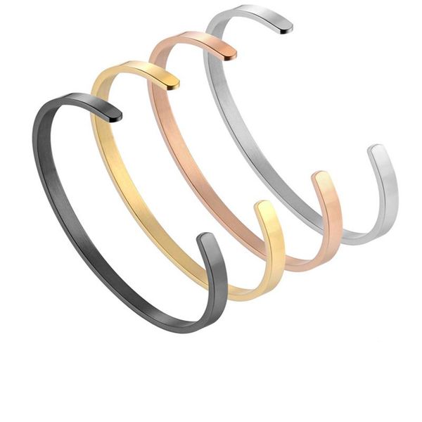 

bangle wholesale stainless steel titanium c-type bracelet open, Black