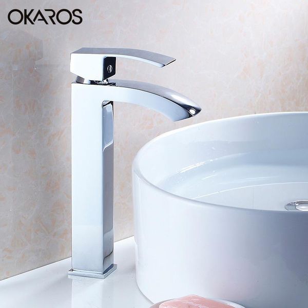 

bathroom sink faucets okaros basin faucet heighten solid brass chrome black baked single handle vessel and cold water tap mixer