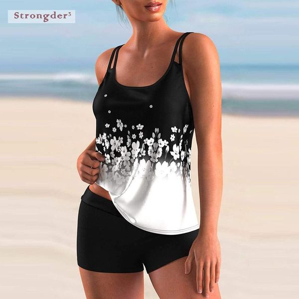 

women's two piece tankini swimsuits swimming wear sports tank boyshorts set summer ladies bathing suit plus size #4 one-piece suits