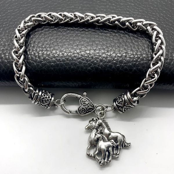 

fashion family symbol jewelry, metal horse, pendant bracelet outdoor leisure twist chain bangle charm bracelets, Golden;silver