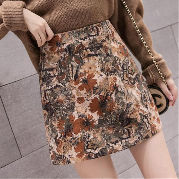 

women skirt winter suede printed pencil mini skirts slim prairie chic faldas cortas ladies fashion wrap short s9934, Black