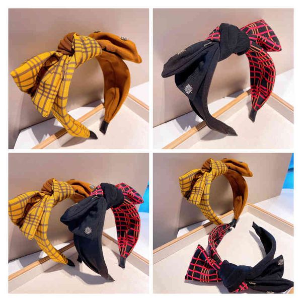 

barrettes hairpin korean net red same style ~ rhinestone temperament color matching flower bud three-dimensional large bow headband jewelry, Golden;silver