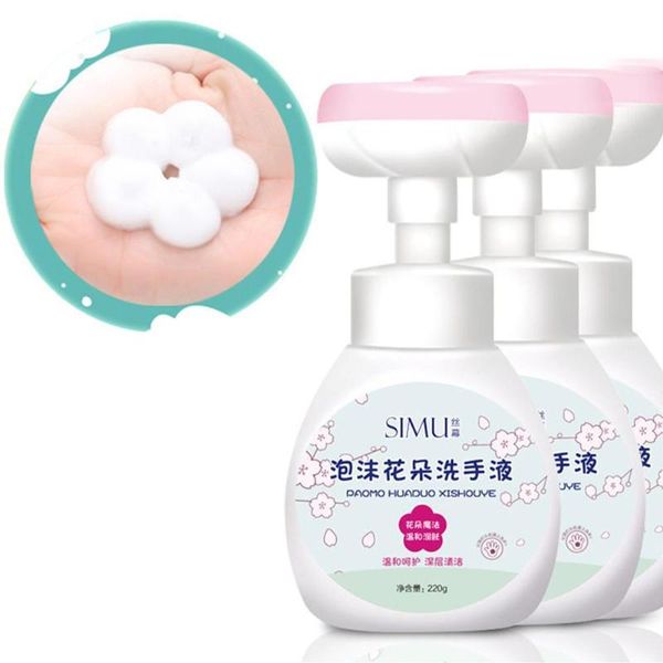 

storage bottles & jars cute petal mousse foam hand soap flower-shaped sanitizer with clip 220ml press wash dispenser for kids smr