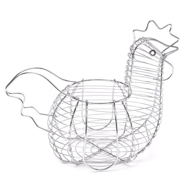 

storage baskets chicken egg basket holder metal wire hen shaped kitchen rack decor