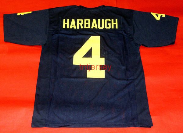 

custom jim harbaugh michigan wolverines jersey navy stitched add any name number, Black