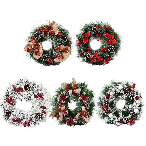 

1pcs creative christmas wreath wall hanging door handmade decoration garland party family decorative flowers & wreaths