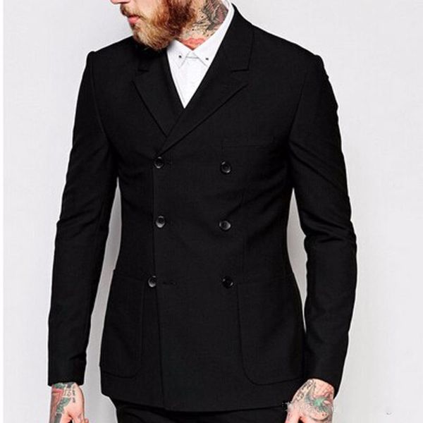 

men's suits & blazers double-breasted black business suits, notched lapel two-piece custom-made groom tuxedo (jacket + pants), White;black
