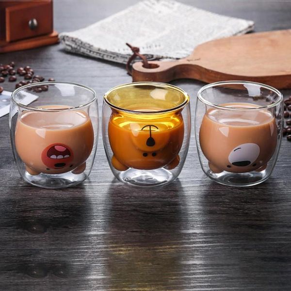 

mugs heat-resisting tea beer mug juice cup coffee cups drinkware heart love shaped double wall glass christmas gift milk