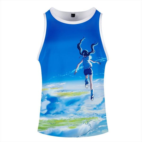 

son of the weatherj apanese cartoon men soft solid tank straps, White;black