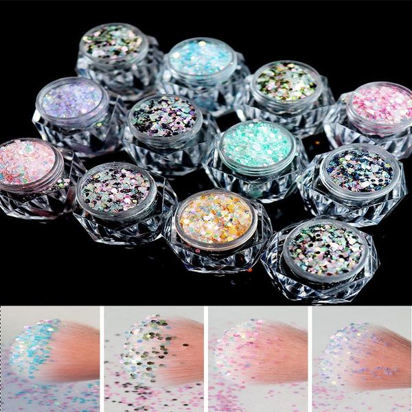 

nail glitter holo gradient rainbow 50g/bag manicure suppliers diy tips false art iridescent chunky sequins md175, Silver;gold