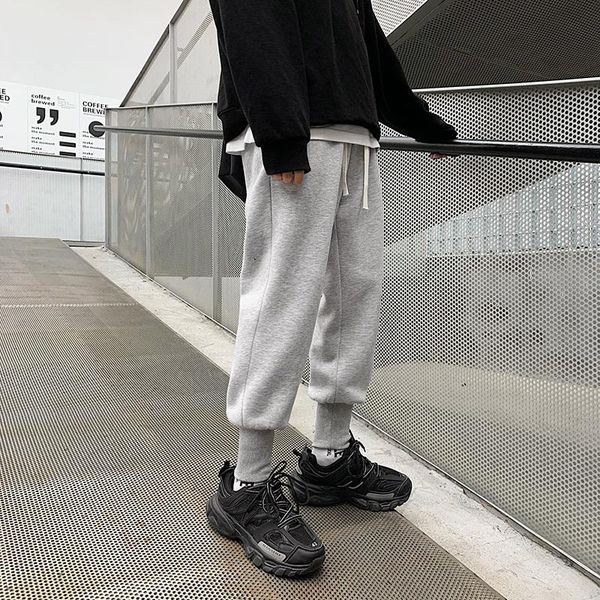

sweatpants men's fashion solid color drawstring casual joggers pants men streetwear wild loose trousers mens track, Black