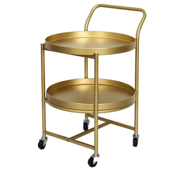 

european golden round double-decker table movable bedroom trolley home dining room nail shop corner shelf shelves bathroom