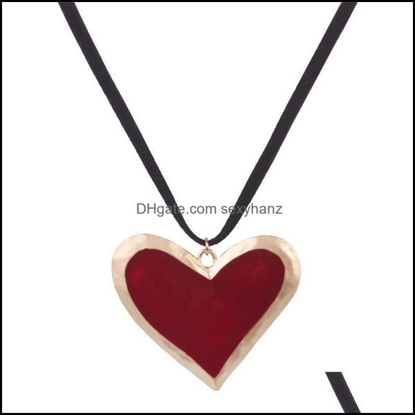 Pendenti delle collane Moda Delicati gioielli a forma di cuore Ciondolo cuore amore Appendini Collana a catena a maglia per gli amanti Uomo Donna Regalo # B11-20