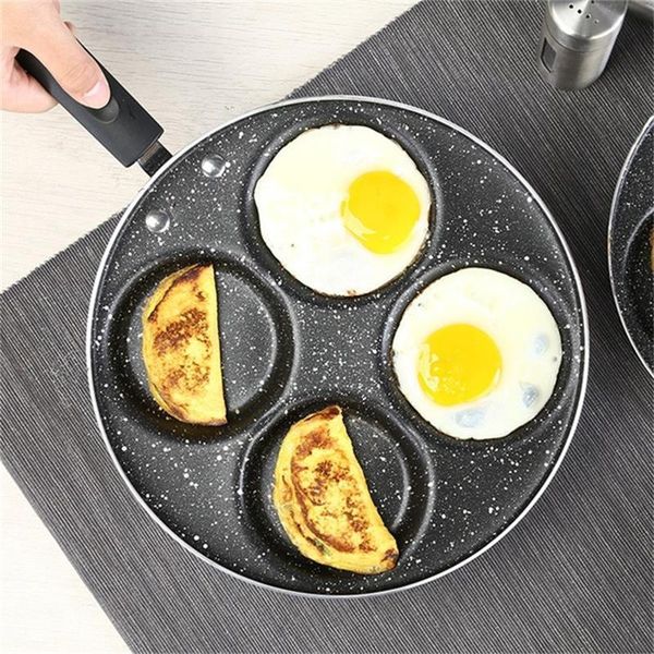 

four-hole frying pan non-stick no oil-smoke cooking egg ham pans breakfast maker omelet pancake pots for kitchen cookware
