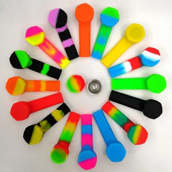 

straight color monochrome silica gel cigarette set printed small pipe