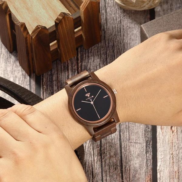 

wristwatches vicvs wood watch round vintage zebra case men with ebony bamboo face male relogio mascul, Slivery;brown