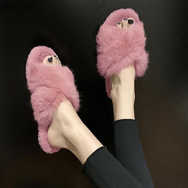 

slippers women's 2021 autumn fashion wear wild korean fur wool mop, Black