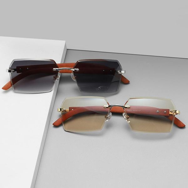 

sunglasses classic fashion vintage rimless square women men designer travel driving small wood sun glasses uv400, White;black