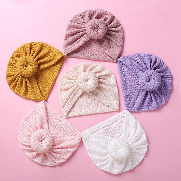 

beanies 1 pcs toddler soft comfortable knitting turban hat solid color handmade donut infant cap baby headwear birthday gift po props