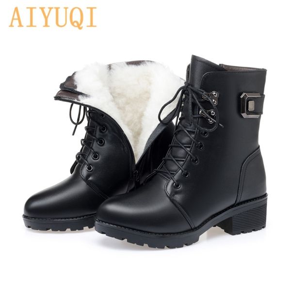 

aiyuqi ankle boots women winter wool warm non-slip ladies' boots large size 41 42 43 winter snow boots 211103, Black