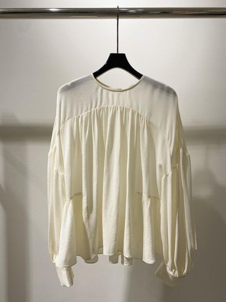 

women's blouses & shirts 2021 women fashion long-sleeved pleated silk 0703, White