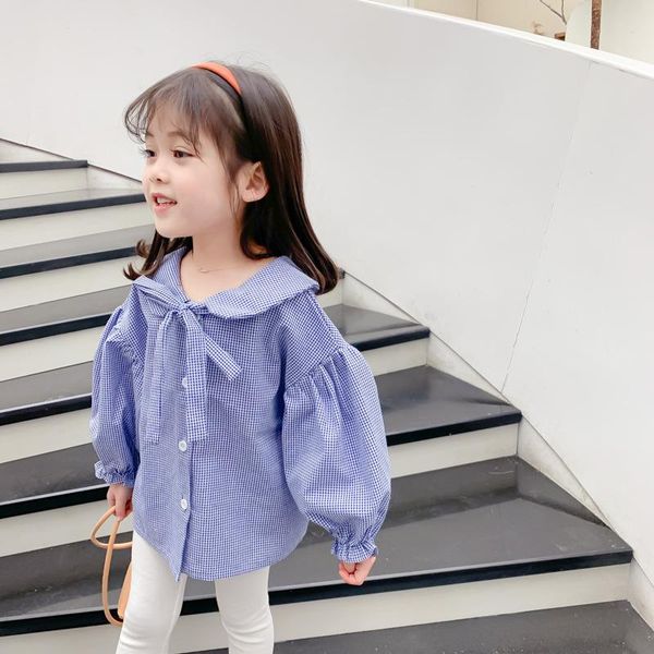 

fashion kids girls' spring bow tie baby collar long sleeve shirt shirts, White;black