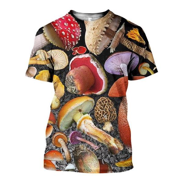 

men's t-shirts fashion t-shirt 3d printed mushroom tee shirt o-neck large summer casual tshirts m-2118, White;black