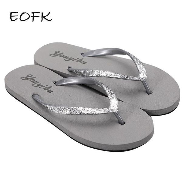 

women flip flops summer outside slippers eva soft casual shinny glitter ladies candy colors beach flat with solid, Black