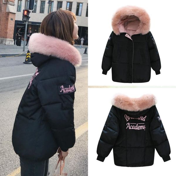 

winter coat women factory direct fall short warm padded cotton clothing korean down jacket women's & parkas, Black