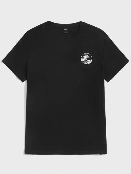 

men wave print tee t82w#, White;black