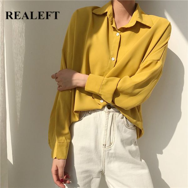 

spring summer yellow casual women's shirt female blouse long sleeve korean ol style women loose blouses 210428, White