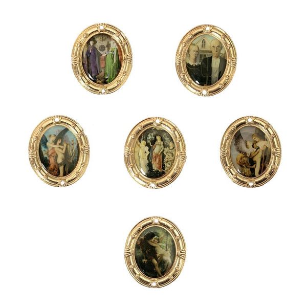 

pins, brooches couple art pins collar for women fashion jewelry accessories antique oval mini po frame gifts 2021, Gray