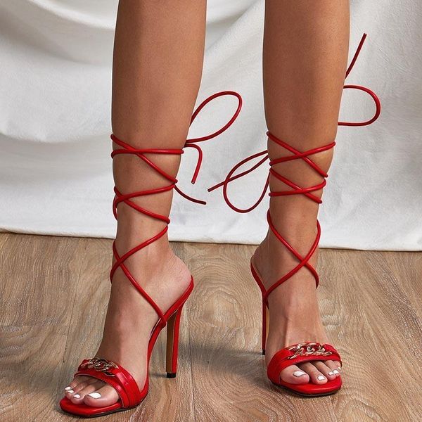 

plus size 35-42sandals summer cross-tied square toe peep high heel sandals fashion nightclub stiletto heels, Black