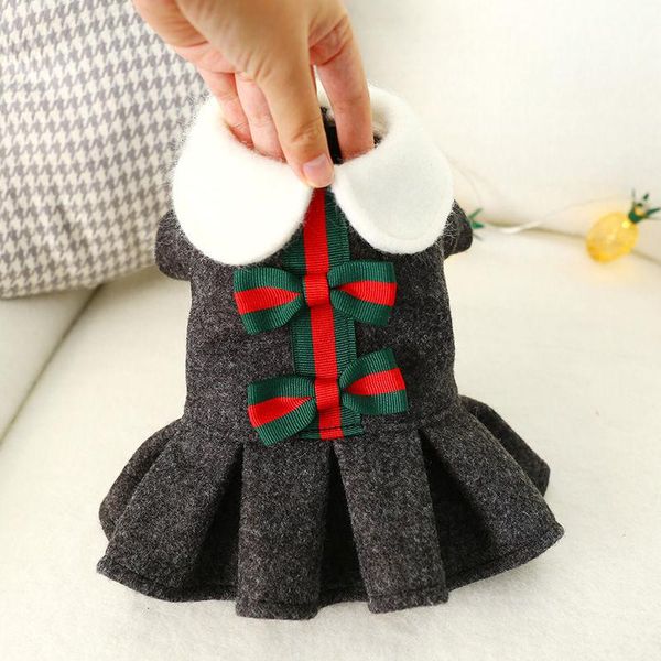 

dog apparel cute xmas bow-tie dress autumn winter christmas skirt princess style pomeranian bichon puppy dresses xs s m l xl
