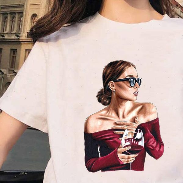 

elegant womens t shirts pretty back print shirt streetwear casual friend outfit summer harajuku graphic fashion, White