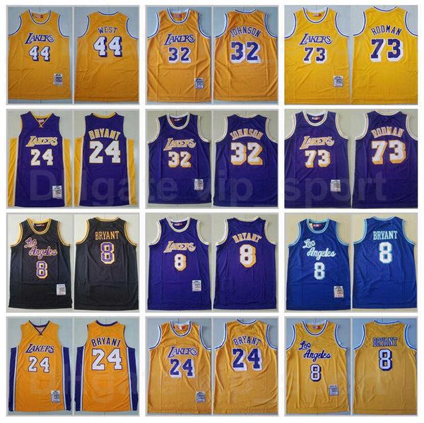 

vintage mitchell and ness basketball dennis rodman jersey 73 johnson 32 jerry west 44 retro color yellow purple black white beige blue red s, Black;red