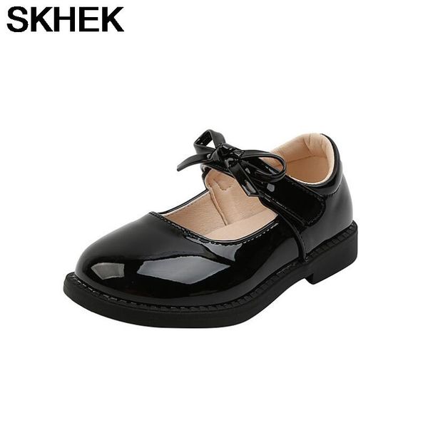 

girls shoes fashion bow wedding leathe baby 2021 for little girl elegant party dresses kids princess flat, Black;grey