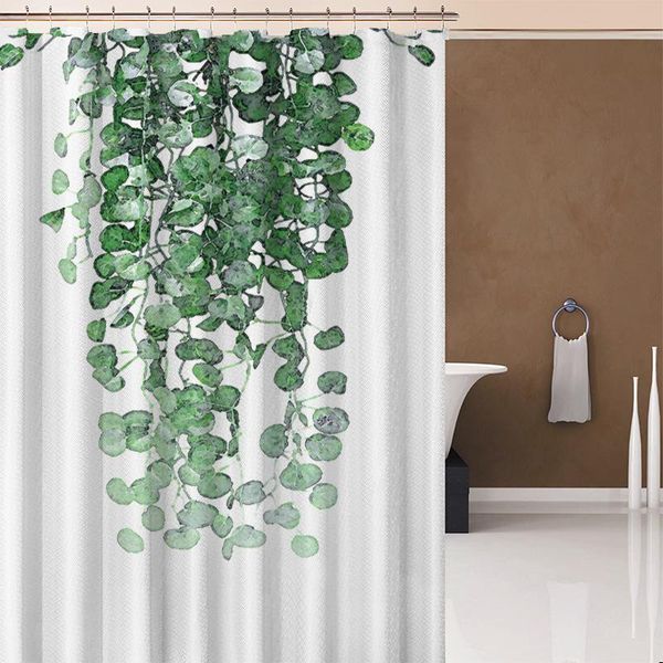 

shower curtains green plant curtain with hooks waterproof nordic style bathroom leaf pineapple printing for bath