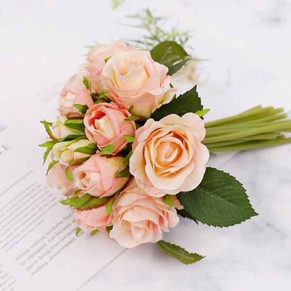 

decorative flowers & wreaths bunch artificial roses silk-printed silk cloth are used for home party decoration bridal bouquets