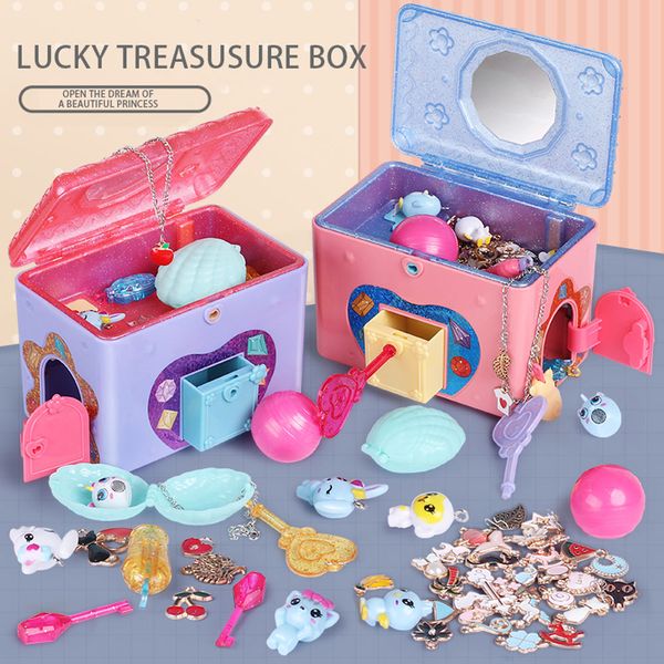 

Unlock Key Jewelry Blind Box Childrens Surprise Treasure Box Light and Sound Effects Girl Play House Toy Birthday Present